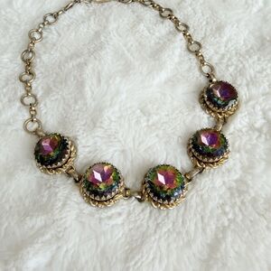 Vintage Schiaparelli Watermelon Rhinestone Choker Necklace 15.5” 1950s MCM